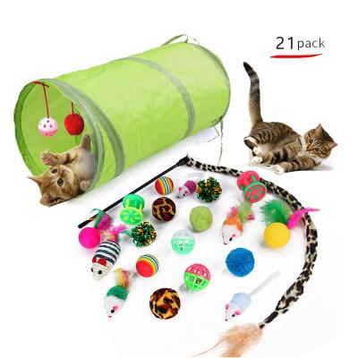 China Viable Amazon Cat Toy Sets Funny, High Quality Interactive Pet Feather Toys, Cat Toys With Tunnel for sale