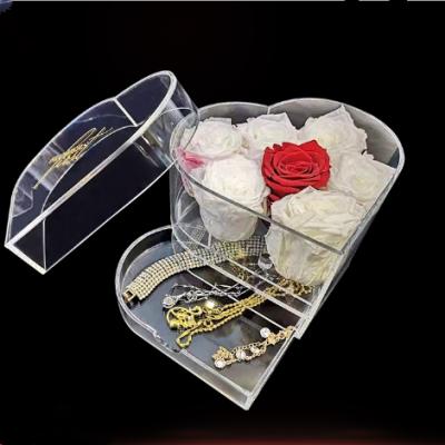 China Packing Flowers or Gift Flower Heart Shaped Box Clear Rose Gift Box Flower Clear Box Acrylic Flowers Box for sale