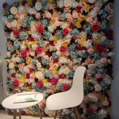 China Wedding Event Concert Artificial Silk Floral Wall Backdrop Roll Up Customized Flower Wall For Shop Photography Props Decoration for sale