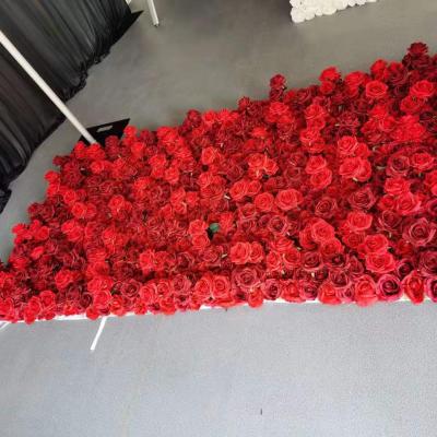 China Wedding Event Concert Decorative Silk Floral 3D Wall Backdrop Wrap Red Flower Wall For Wedding Party Photography Decoration for sale