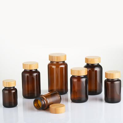 China Eco - Friendly Medicine Bottle With Bamboo Lid / Eco Friendly Bamboo Cosmetic Packaging for sale