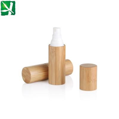 China 30/50ML eco-friendly all wrapped bamboo airless bottle, natural cosmetic packaging, empty lotion bottle with bamboo pump for sale