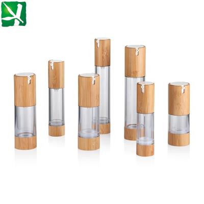 China Eco-friendly empty airless 15/20/30/50ML bottle with bamboo lid, natural cosmetic packaging for sale