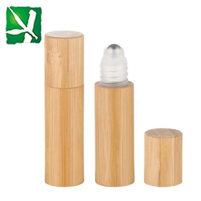 China Cosmetic Package Bamboo Plastic Roll On Bottles Empty Rollball Bulk Containers For Essential Oils for sale