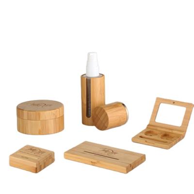 China Biodegradable Multi Shape Makeup Container Cosmetic Packaging Container Bamboo Eyes And Bottle/Mirror/Bamboo Eyeshadow Solid Bamboo Mirror for sale