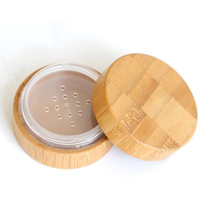 China Portable Bamboo Wooden Cosmetic Packaging 30G Powder Loose Jar With Rotating Sieve, Vintage Makeup Packaging Boxes for sale