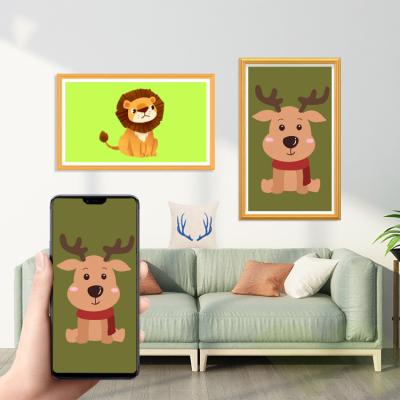 China Wifi 21.5 32 43 49 55 inch 4K 1920*1080 wifi android advertising player photo nft art display video wooden digital frame for sale