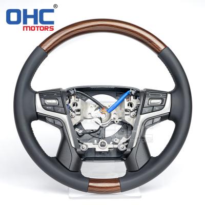 China Sports Wholesale Custom Car Steering Wheel Fit For Toyota Prado Land Cruiser 2016 2017 2018 2019 2020 2021 Leather Wood Steering Wheel for sale