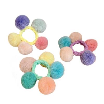 China Multi - Colored Wholesale Hair Ring Color Head Rope 8cm Ball Hair Ring Elastic Band for sale