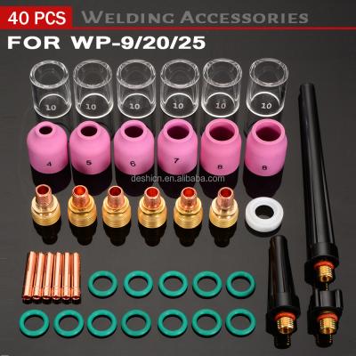 China CAT Welding Gun Accessories 40Pcs/Lot TIG Welding Torch Durable Practical Stubby Gas Lens Tig Accessories 10 Pyrex Glass Cup Ring Nozzles For WP-9/20/25 for sale