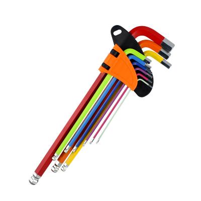 China Durable 9 Pcs Color Ball Hex Key Set Chrome Vanadium Steel Ball Head Hex Key Set Allen Key Key Set for sale