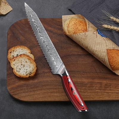 China 8.5 Inch Viable Japanese Damascus Kitchen Steel Bread Knife for sale