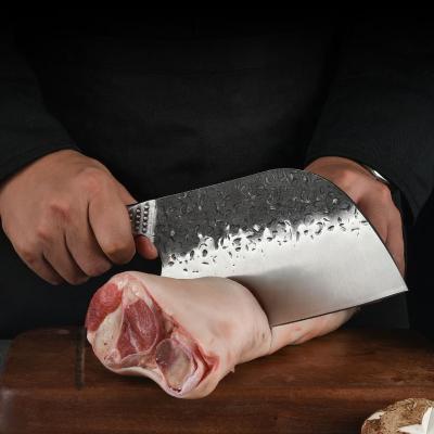 China Japanese Kitchen Knives Stainless Steel Durable Hammer Forged Cleaver Butcher Cleaver Knife for sale