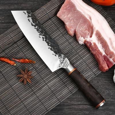 China Sustainable Kitchen Knives Chef Carbon Steel 5Cr15MOV Hammer Forged Nakiri Slaughter Peeling Japanese Knife for sale