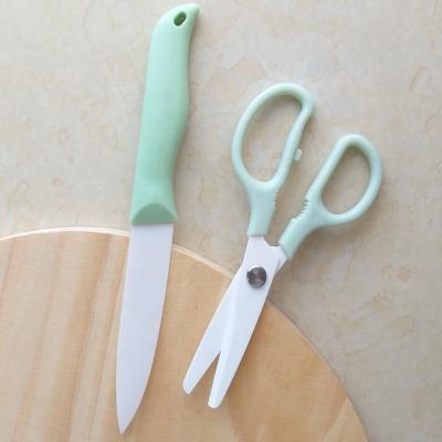 China Baby Sharp Zirconia Blade Glade Food Meat Fruit Vegetable Vegetable Cutting Kitchen Ceramic Scissors Safety Ceramic Scissors With Plastic Case for sale