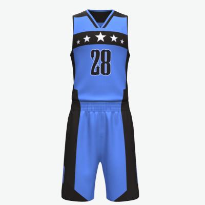 China Antibacterial Blue Color Star Design Special Jersey Basketball Custom Uniforms for sale