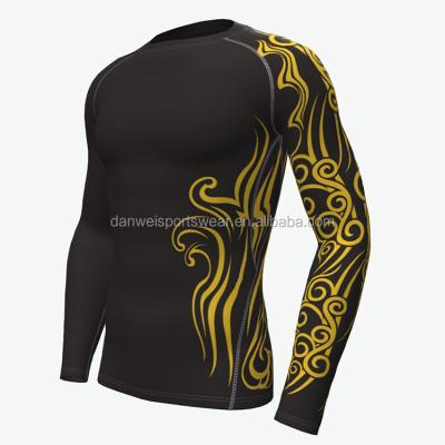 China Custom polyester spandex men's club compression jiu jitsu print bjj wrestling rashguard for sale