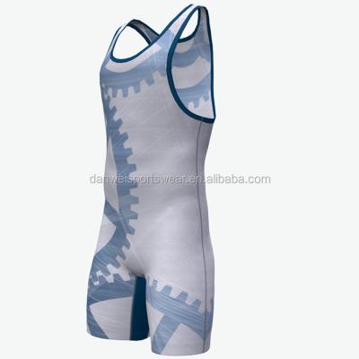 China Polyester Spandex 4XL Sublimated Stretch Polyester Singlet Camouflage Wrestling Print for sale