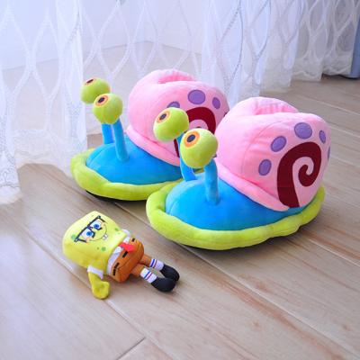 China Fashion Trend Plush Kids Winter Slippers Snail Animal Snail Pom Pom Fur Soft Home Slippers With New for sale