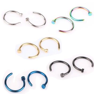 China Factory Price RTS 20G/18G Stainless Steel Jewelry GC220445 Stainless Steel Nose Ring Helix Circle Helix Ring Septum Ear Cartilage Tragus Piercing for sale