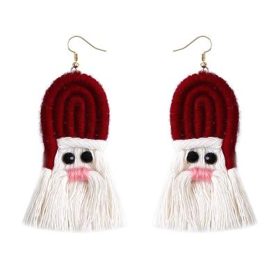 China FASHION NEW DESIGN GC220416A Cotton Tassel Santa Tassel Earring CLASSIC Christmas Handmade Jewelry for sale