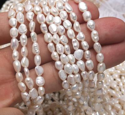 China Best Price GC220108 Natural White 5-6mm Baroque Near Round Shape Freshwater Pearl Strand For DIY Jewelry Making Fast Shipping for sale