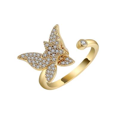 China CLASSIC Jewelry GC220054 Adjustable Worry Rings Anti Worry Ring Rotating BUTTERFLY RING for sale