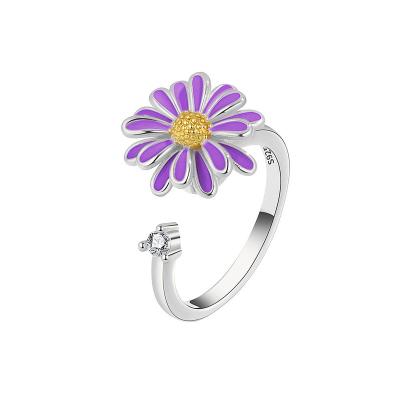 China CUTE FASHIONABLE GC220054 Jewelry Anti Worry Ring Adjustable Worry Ring Daisy Rotating Ring for sale