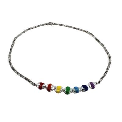 China Other CIS GC220011 Hot Sale Rainbow Pearl Stainless Steel Minimalist Colorful Necklace For Women Jewelry PRIDE NECKLACE for sale