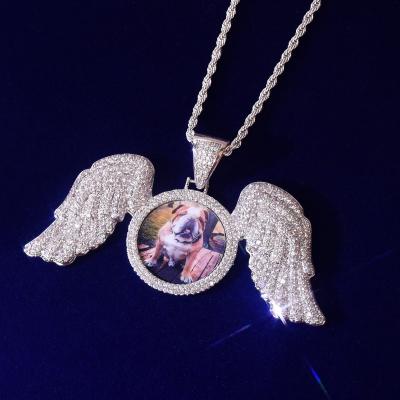 China FASHIONABLE Hip-Hop Zircon Necklace Zircon Gemstone Necklace Wings Angle Sublimation GC220472 Pendant Necklace for sale