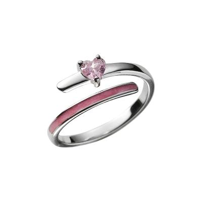 China GC220008 2022 Women's Hand GC220008 2022 Wholesale FASHIONABLE ROMANTIC Design FASHION HEART Zircon Gemstone Pink Gemstone Ring 2 Layer Claw HEART Shape CZ Ring Pink Enamel Ring for sale