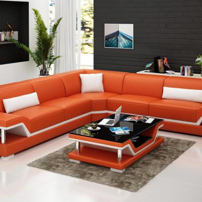 China Italian Modern U-Shaped Orange Leather Couch Sofa Sofa Style Extra Large Sectional Sofa Couch Sofa Design New for sale