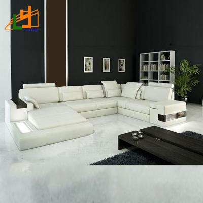 China Best Price Best Price Latest Design Chaise Lounge Sofa Corner Sofa 5 Seater Elegant Corner Sofa 5 Seater Living Room U Shape Set With Lamps for sale