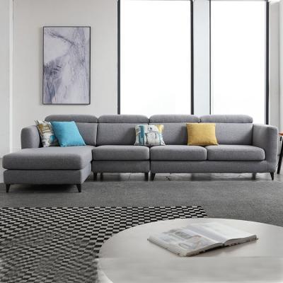 China Nordic Style Sofa Set Furniture L-shape Modern Modular Tech Fabric Latex Living Room Sofa for sale