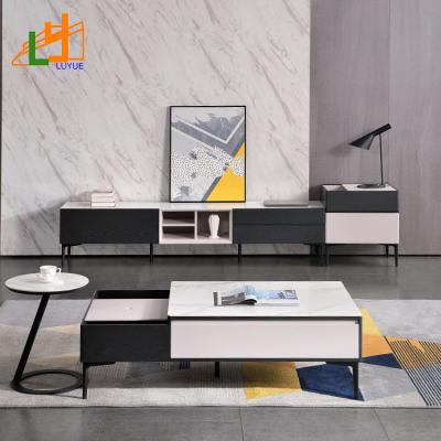 China 2021 Modern Cheap Modern Coffee (Other) (Others) TV Stand Cabinet New Set Living Room Furniture Center Adjustable Adjustable Table For Sale for sale