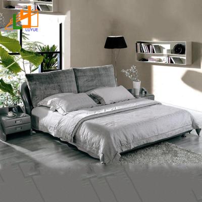 China Dark Gray Queen Upholstered King Bed Soft Bed Fabric Sets Modern Design Frame Bed for sale