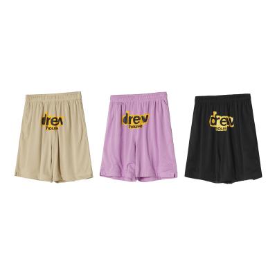 China Wholesale High Quality QUICK DRY Mens Gym Shorts With Same Smiley Logo Custom Print Casual Mesh Cotton Drawn Short for sale