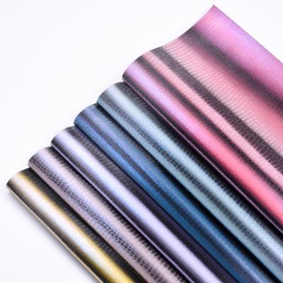 China New Back 100% Imitation Anti-rust Cotton Velvet Chameleon Discoloration 3D Snakeskin Synthetic Leather For Shoes for sale