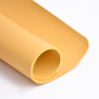 China Wholesale Eco-Friendly Stored Oil-proof Double Sided Leather Place Mats Heat Insulation Lychee Grain PVC Faux Fabric Abrasion-Resistant for sale