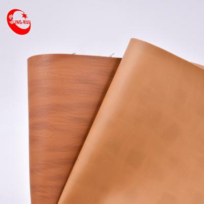 China Faux PVC Leather Abrasion-Resistant Brown Embossed Two-Tone Synthetic Leather For Shoes for sale