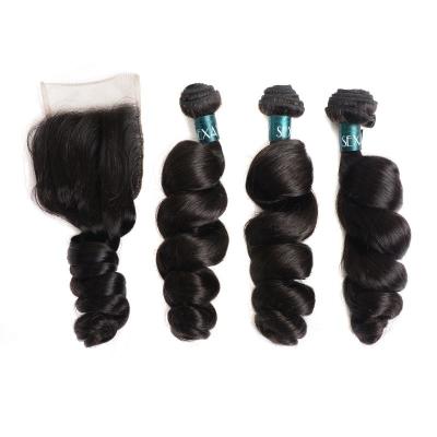 China Good Quality Loose Wave No Tangle No Wave Shedding Unprocessed Loose Wave Hair Bundles Brazilian Virgin Hair Extensions for sale