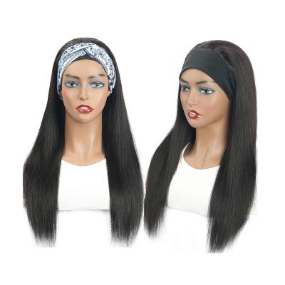 China Wholesale Silky Straight Wave Headband Wig Hair For Black Women,Brazilian Straight Virgin Hair Raw Headband Wigs Lace Up Non Glueless for sale