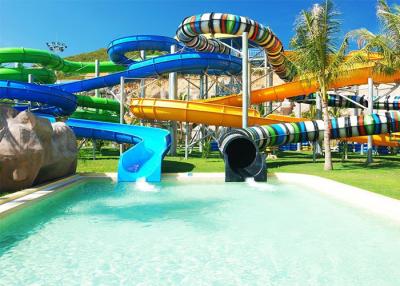 China Multi Lane Fiberglass Water Slide Variable Spiral Tube Free Fall Into Slide for sale