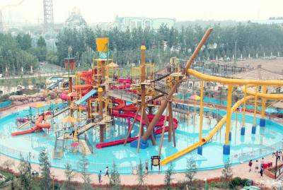 China Big Interactive Fiberglass Water Play House With Water Slide / Aqua Park Equipment for sale