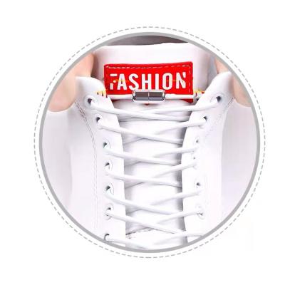 China Metal Manufacturing Ring Round White Elastic Flat Shoe Laces Polyester Flat Shoe Laces for sale