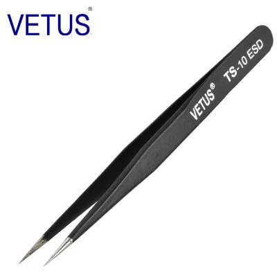 China Other High Antistatic Tweezers TS-10 ESD Black ESD Lab Tweezers / For Electronic ESD Pointed Tweezers Vetus Tweezers for sale