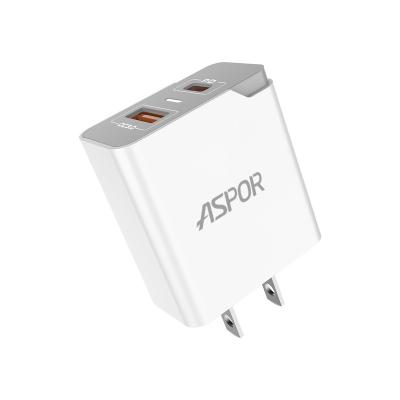 China ASPOR EU/UK/US PIN Quick Charging Mobile Phone Home Charger A826 20W PD&QC Charger For Mobile Phone for sale