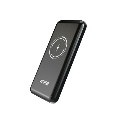 China ASPOR Brand Wireless Power Bank Wireless Charging Capability: Original 8000 mAh 2 Input Polymer Battery Inside Phone Quantity Led Usb accessories for sale