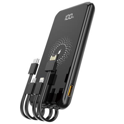 China Outdoor Indoor Power Bank 4 Cables In 1 PD22.5W 10000mAh Fast Charging Mobile Phone All In One for sale