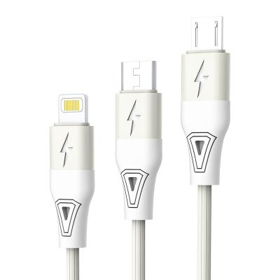 China New Arrivals Popular Whole Sale USB Charging Cable Date Charging Cable 3 IN 1 CABLE for IPHONE/MICRO/TYPE C 1.2M 2.1A for sale